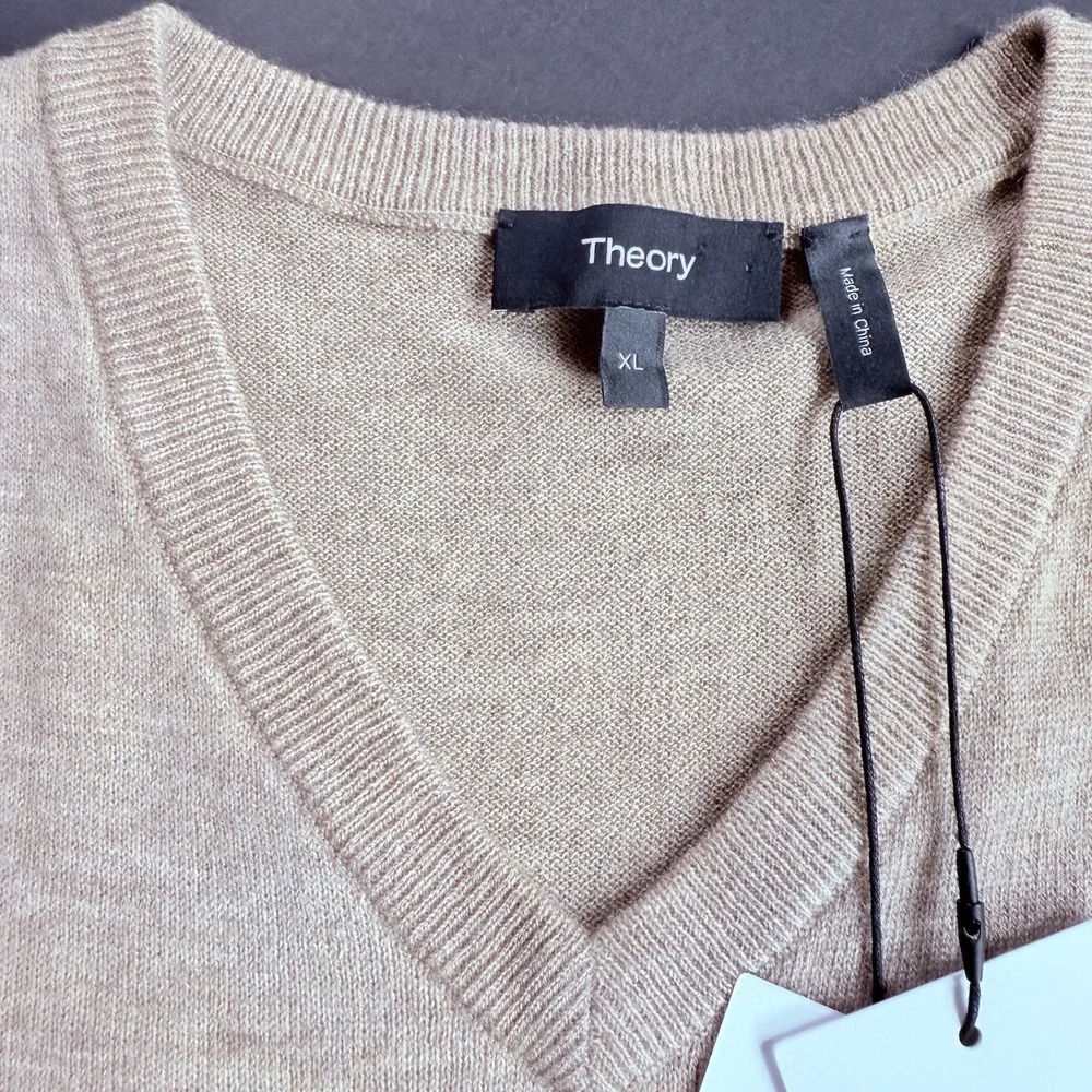 New Theory V Neck Sweater Mens XL Pullover Riland Wool Blend Harman Long Sleeves